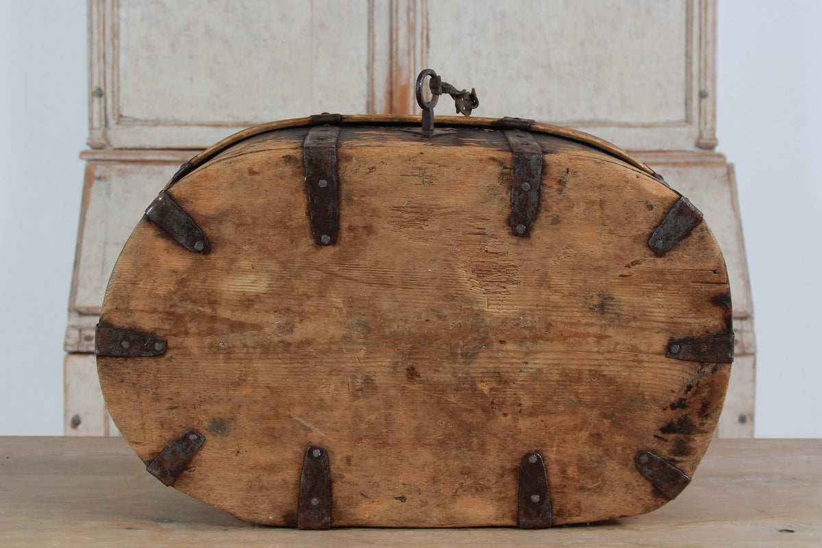 A wonderful Rare Relic Swedish 18THC Iron Bound Bentwood Box