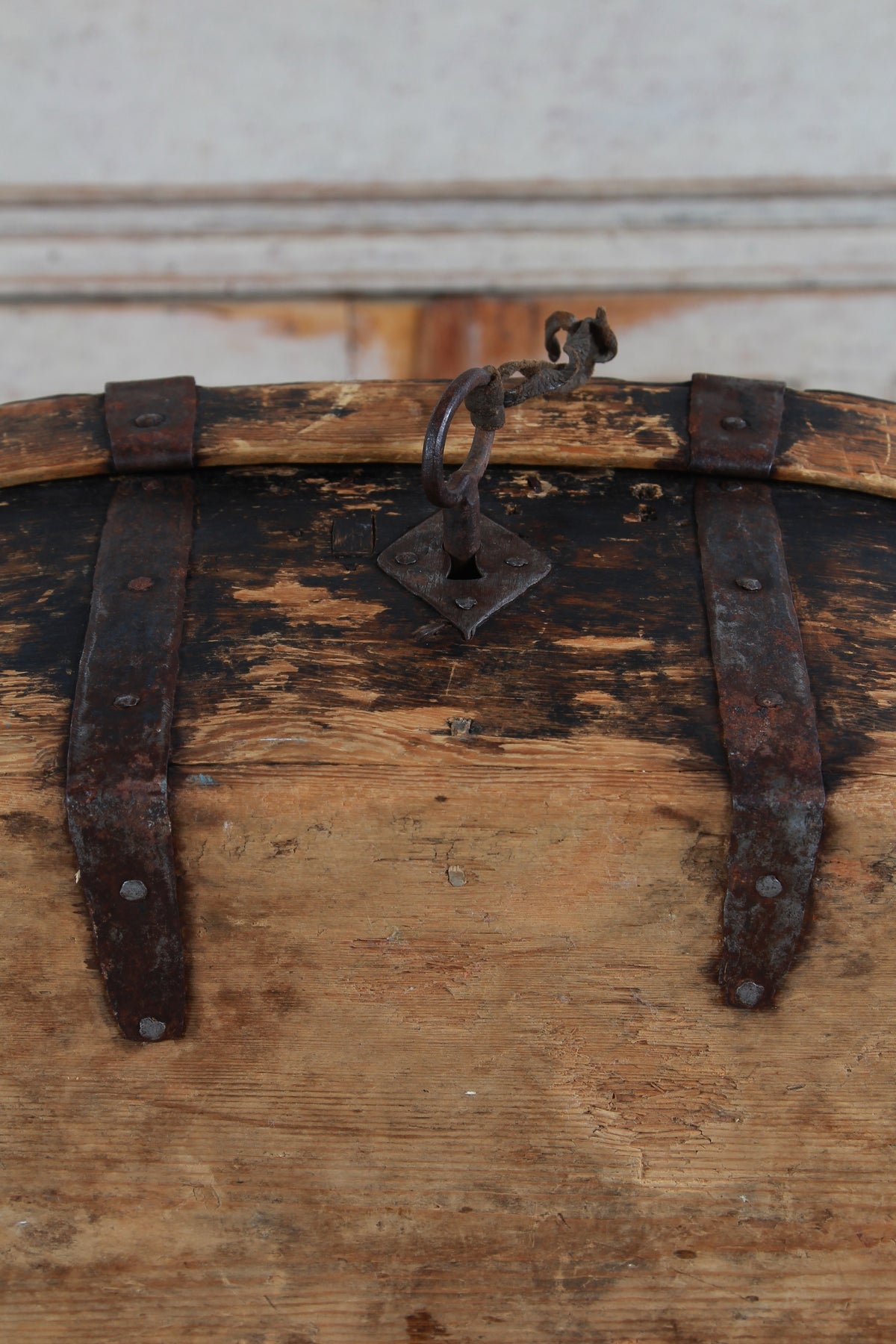 A wonderful Rare Relic Swedish 18THC Iron Bound Bentwood Box