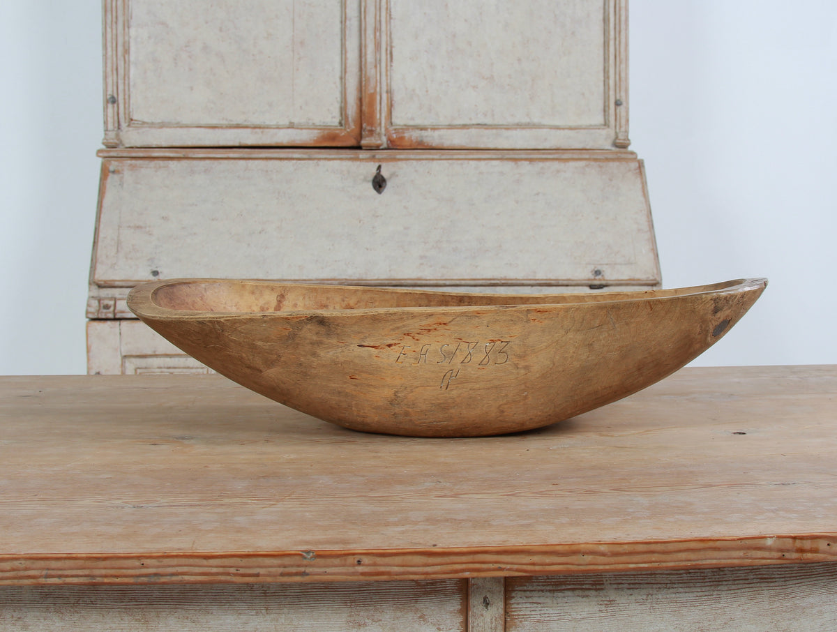 A beautiful Large Scandinavian 19thC Dugout Trough Initialed & Dated 1833