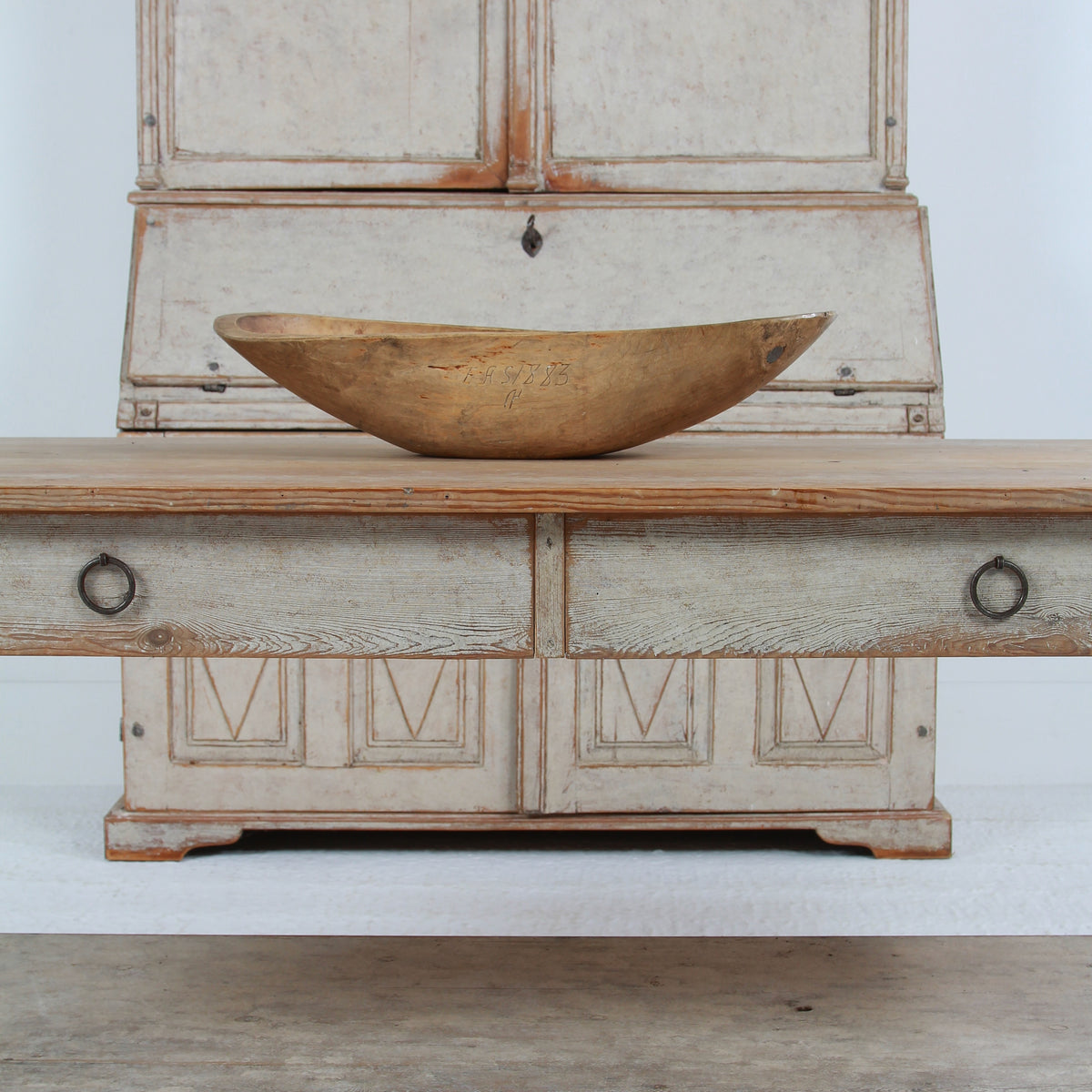 A beautiful Large Scandinavian 19thC Dugout Trough Initialed & Dated 1833