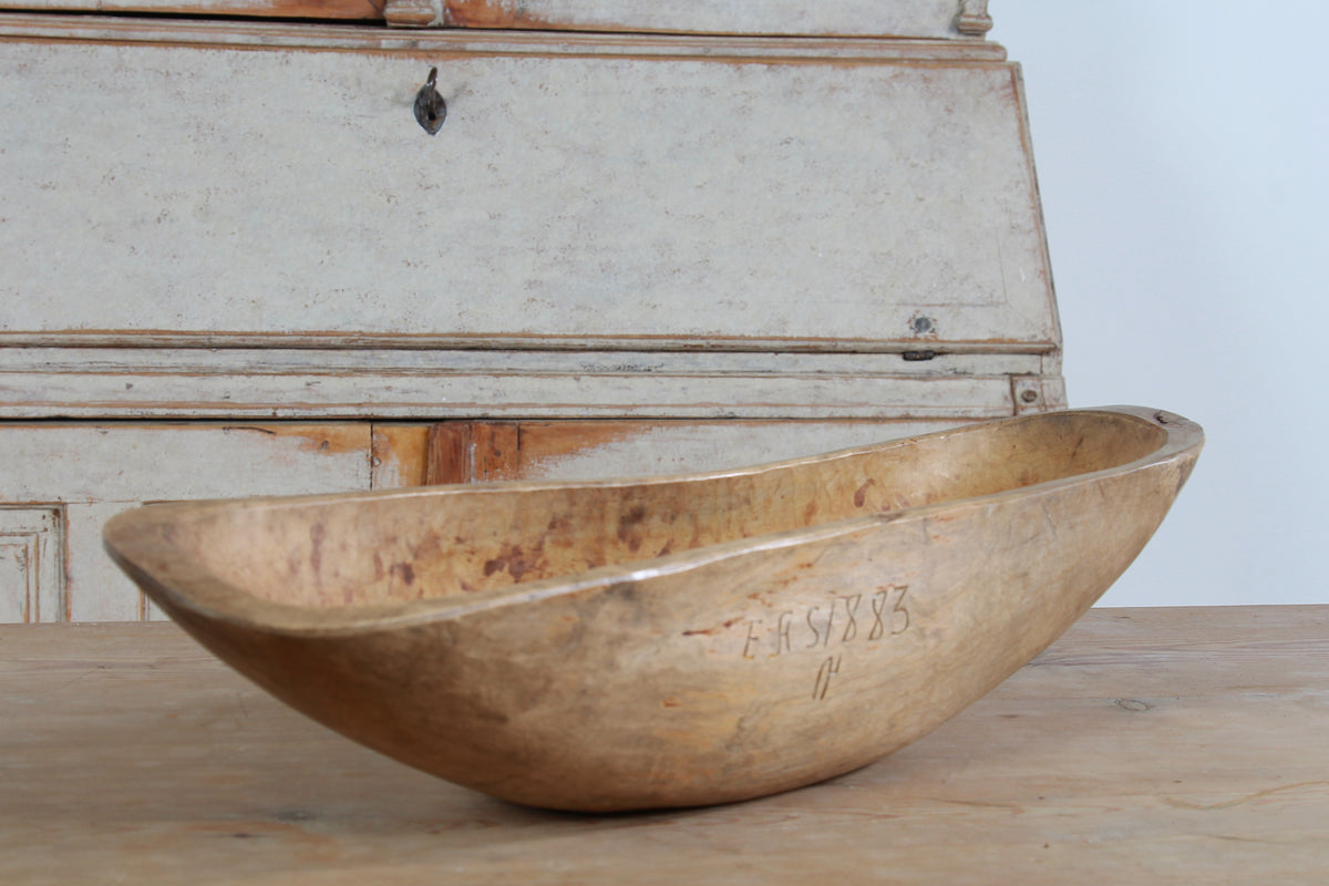 A beautiful Large Scandinavian 19thC Dugout Trough Initialed & Dated 1833