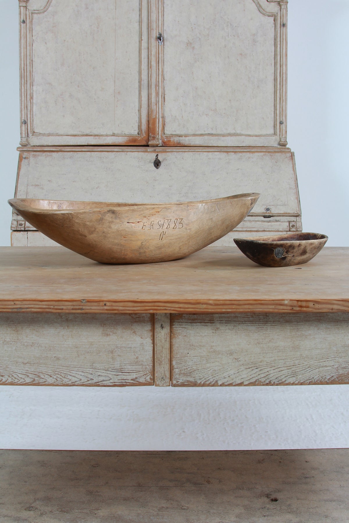 A beautiful Large Scandinavian 19thC Dugout Trough Initialed & Dated 1833