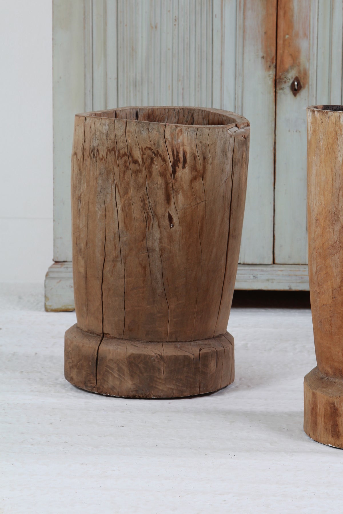 TWO WONDERFUL GNARLY XL JAPANESE USU WOODEN MORTARS