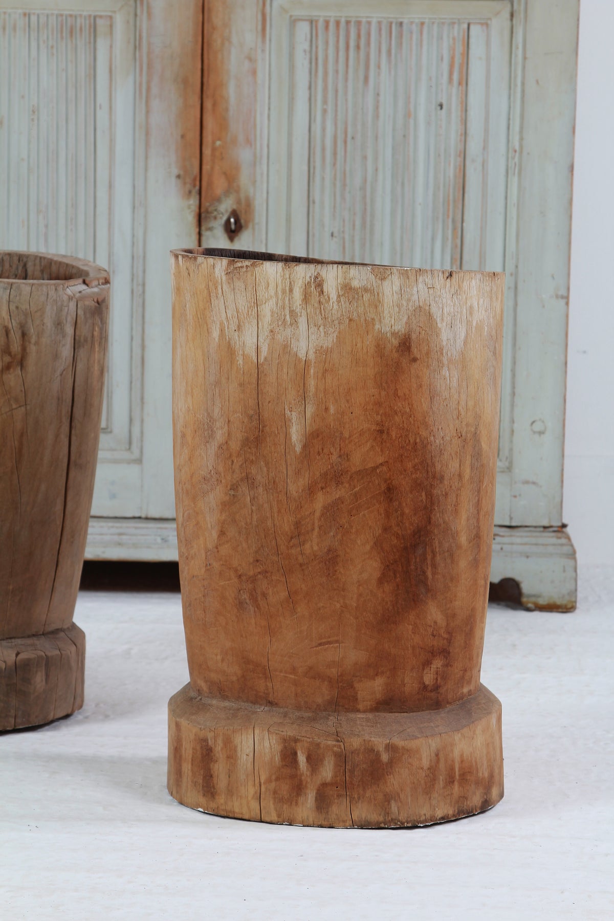 TWO WONDERFUL GNARLY XL JAPANESE USU WOODEN MORTARS