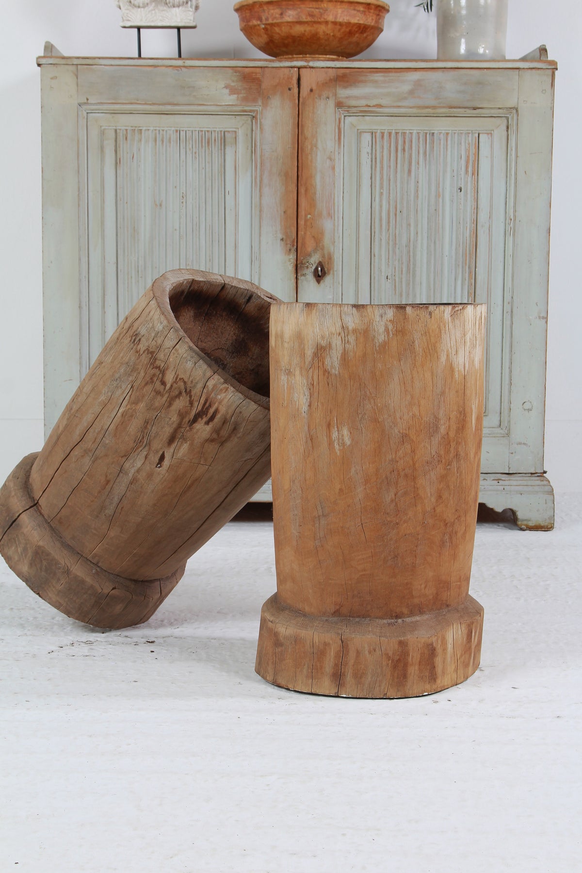 TWO WONDERFUL GNARLY XL JAPANESE USU WOODEN MORTARS