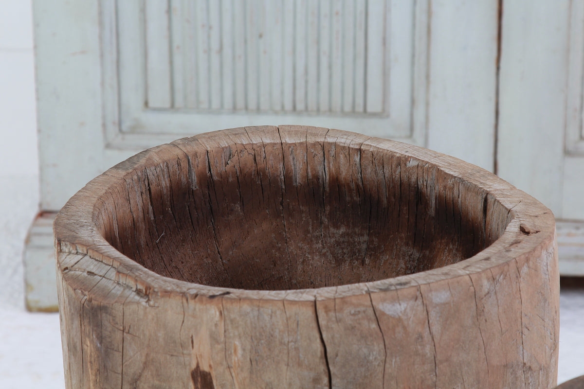 TWO WONDERFUL GNARLY XL JAPANESE USU WOODEN MORTARS