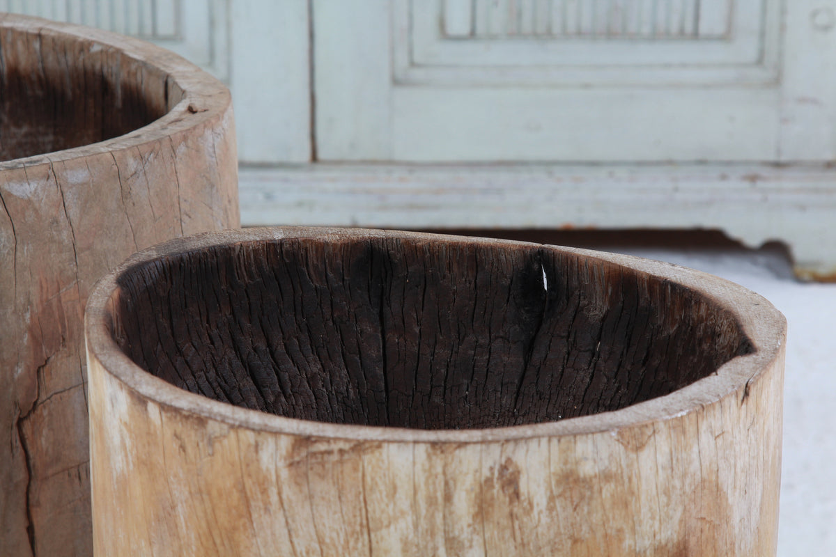 TWO WONDERFUL GNARLY XL JAPANESE USU WOODEN MORTARS