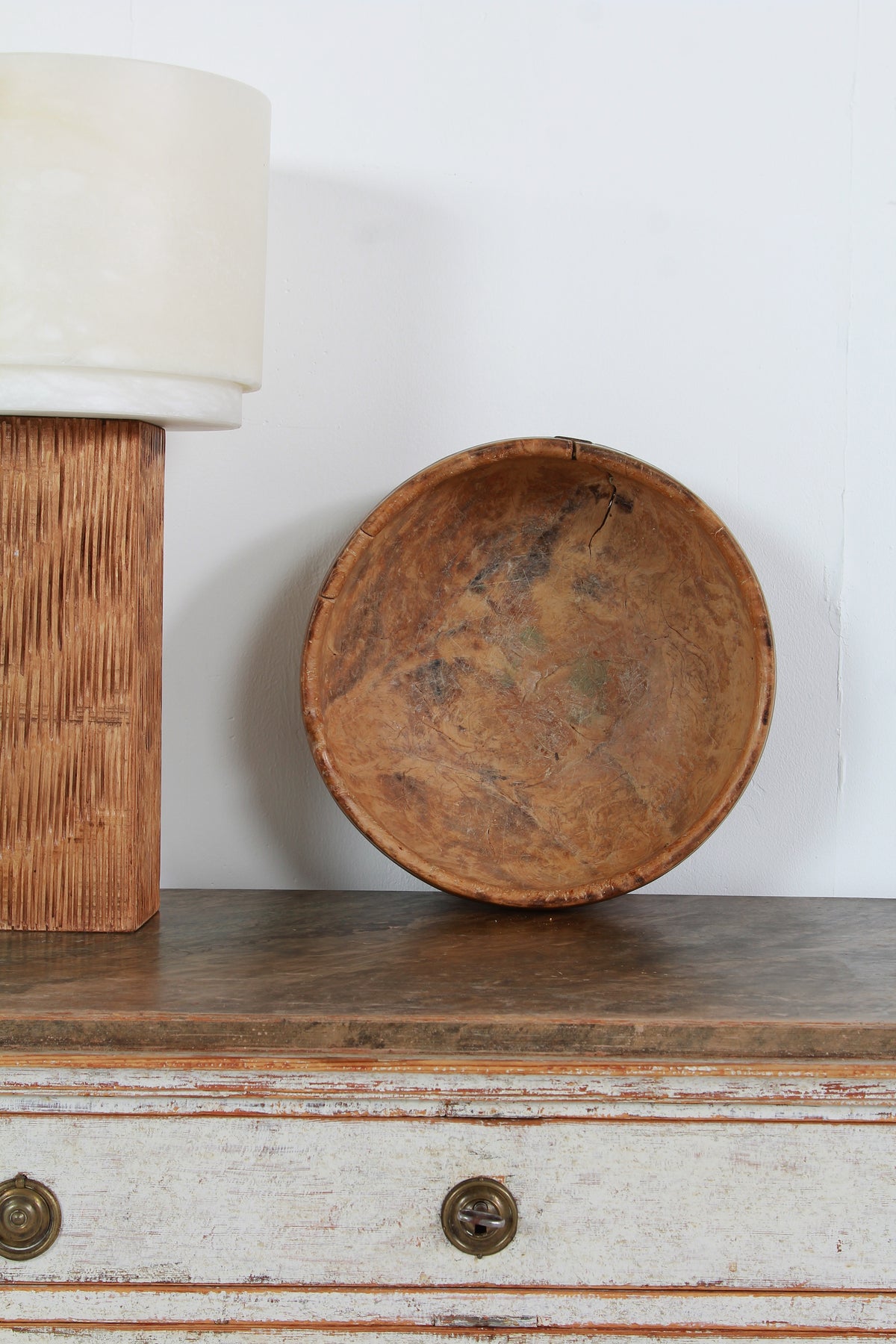 A VERY APPEALING SWEDISH BURR WOOD DAIRY BOWL