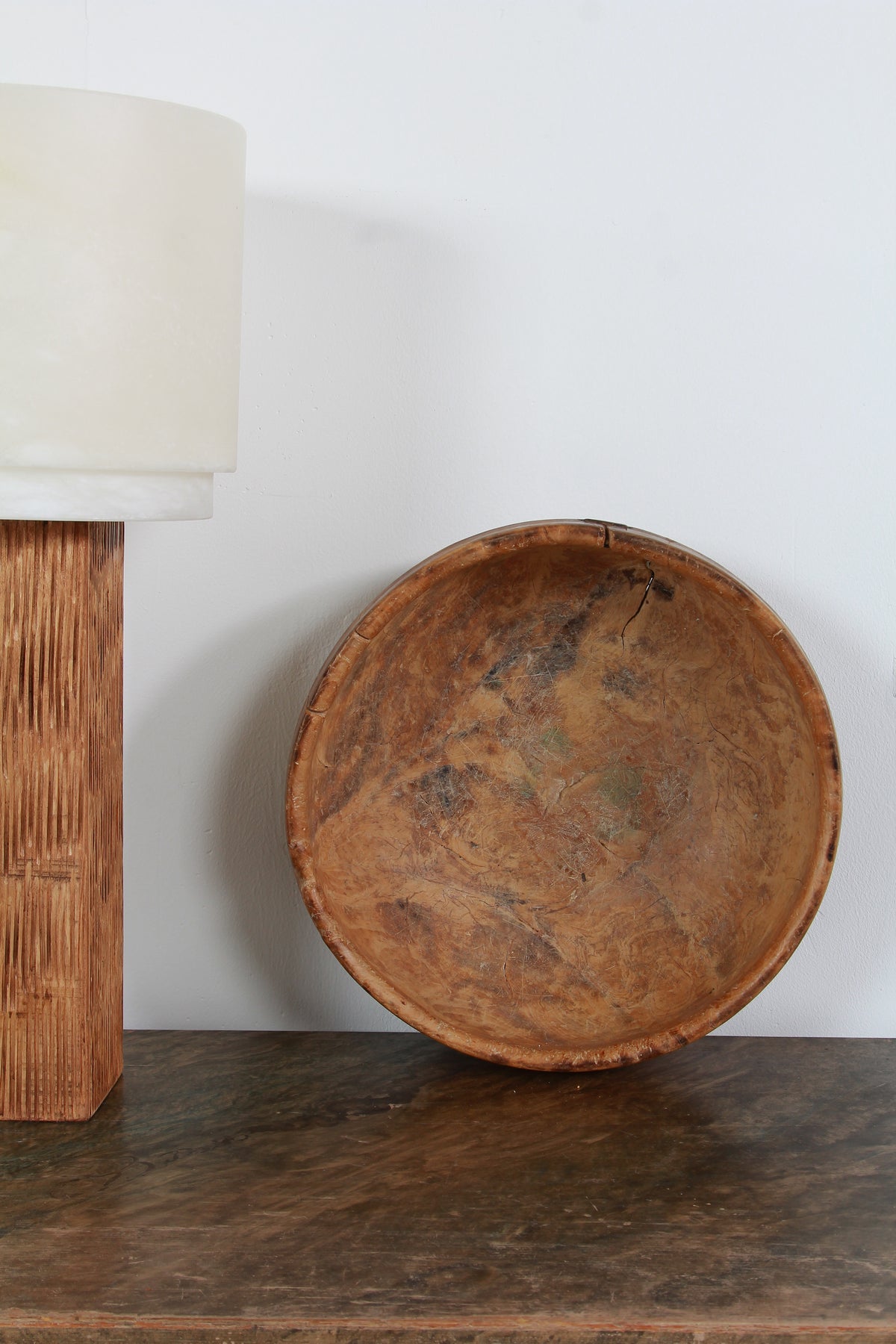 A VERY APPEALING SWEDISH BURR WOOD DAIRY BOWL