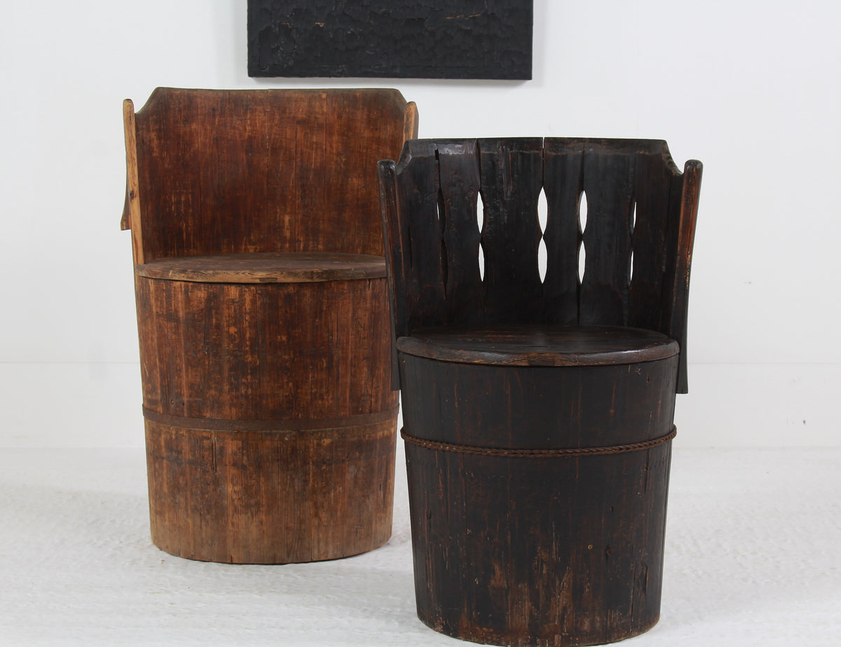 AUTHENTIC JAPANESE MARKET TRADER PINE BARREL CHAIRS