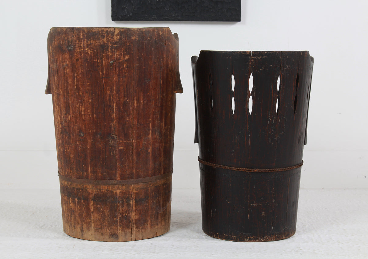 AUTHENTIC JAPANESE MARKET TRADER PINE BARREL CHAIRS