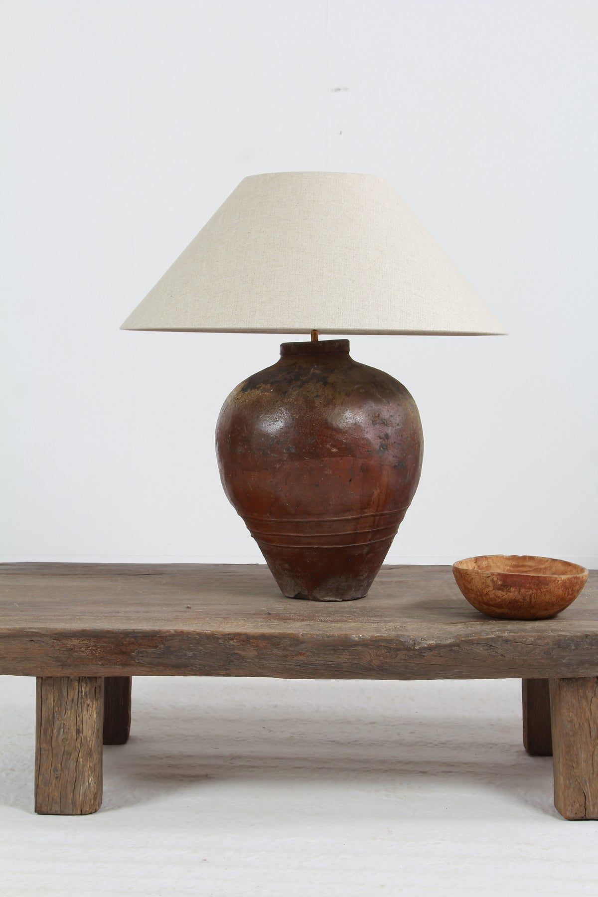 XXL CHINESE GLAZED ANTIQUE STORAGE WINE JAR LAMP WITH SHADE