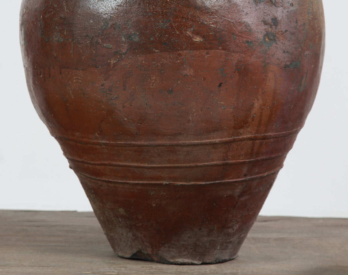 XXL CHINESE GLAZED ANTIQUE STORAGE WINE JAR LAMP WITH SHADE