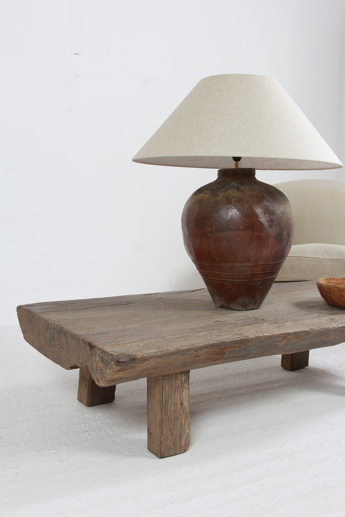 XXL CHINESE GLAZED ANTIQUE STORAGE WINE JAR LAMP WITH SHADE