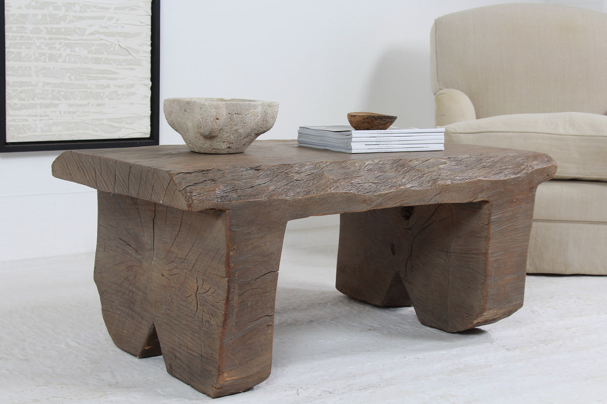 BRUTALIST WABI SABI ELM SLAB COFFEE TABLE
