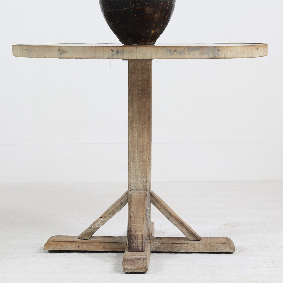 Bespoke Aged Brass Top Round Dining/Centre Table with Oak Trim and Base