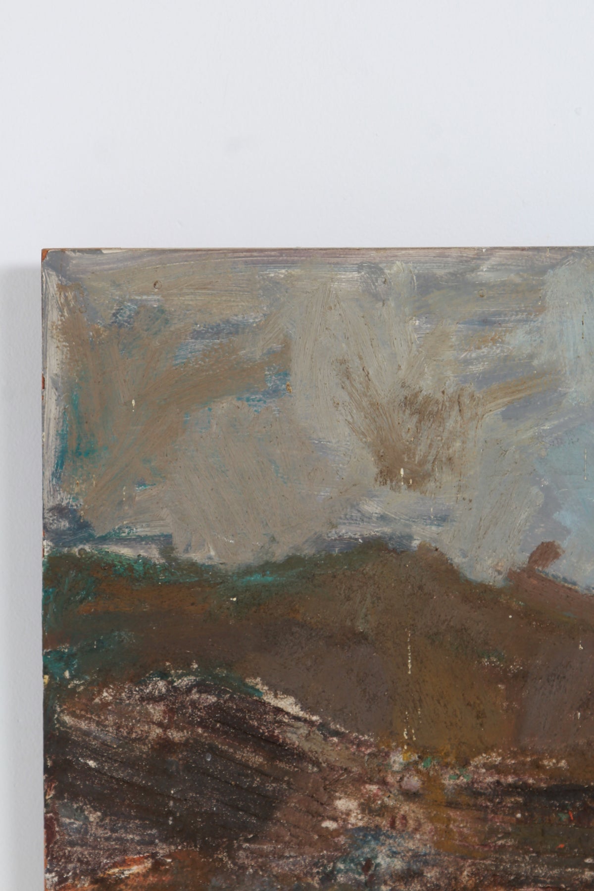 A Dramatic & Moody  English Oil on Board of Crashing Waves and Textured Coastline