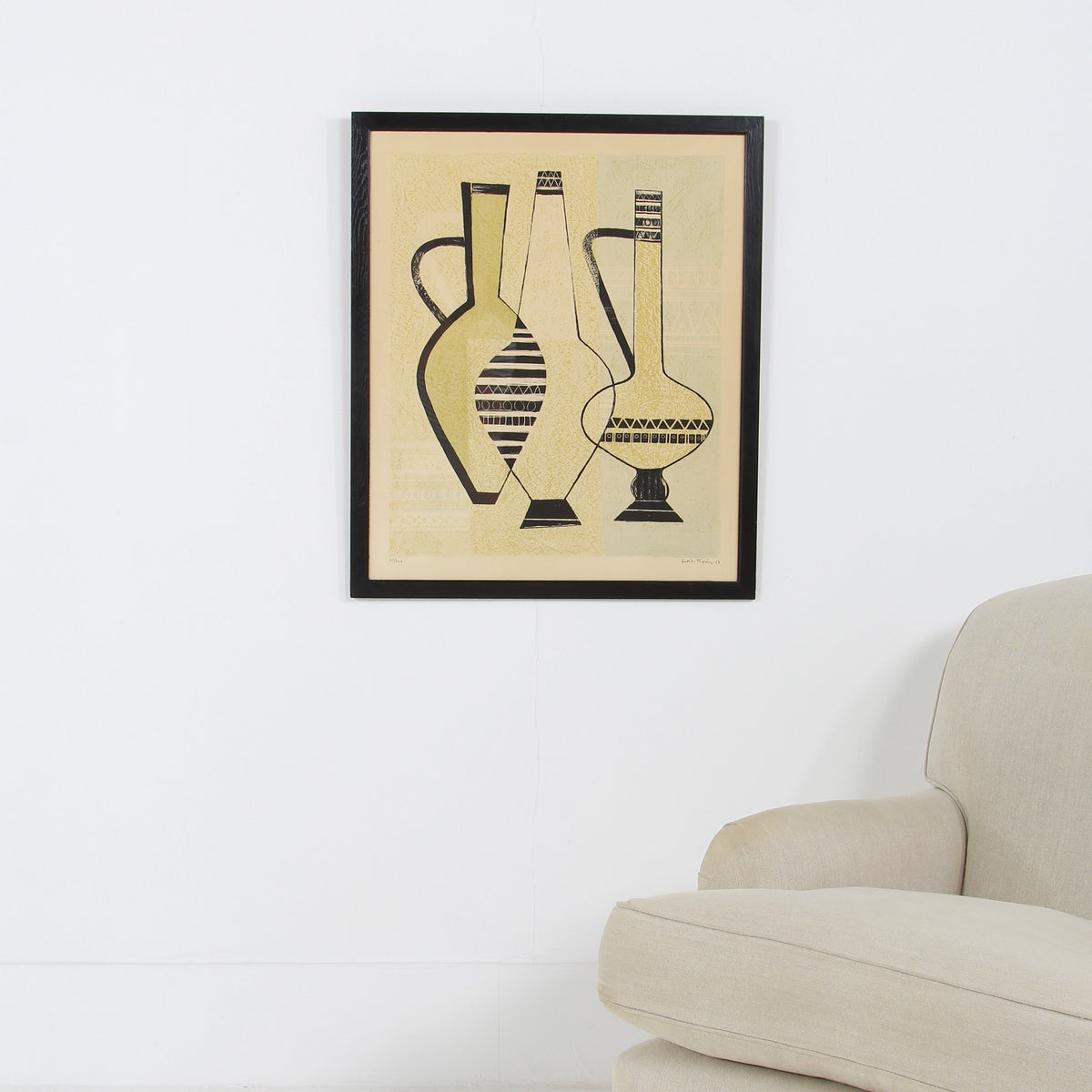 Swedish Artist Theodor Esaias Thorén Framed Composition Print with Vases