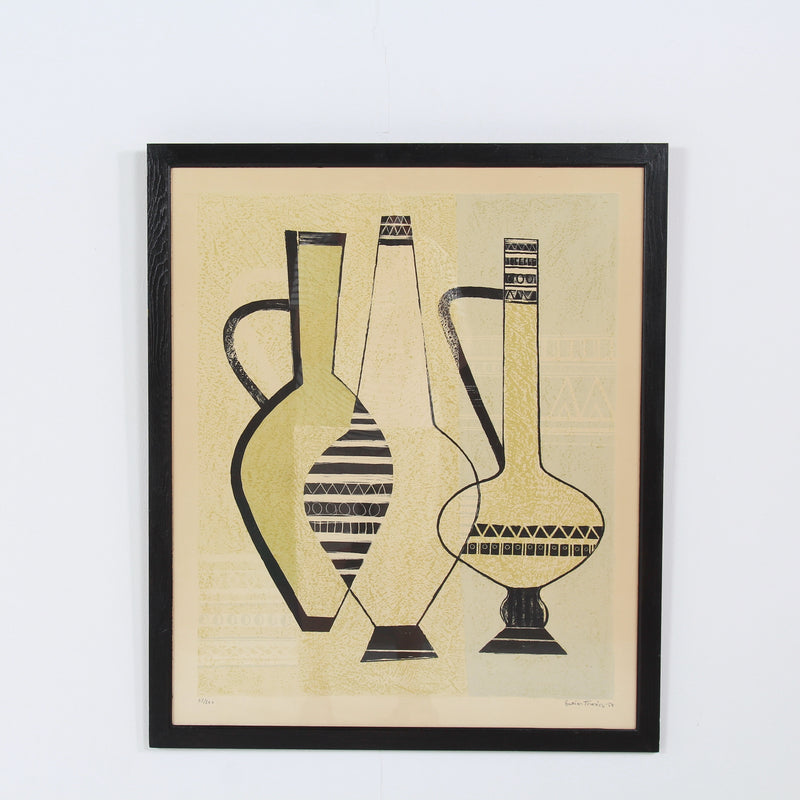 Swedish Artist Theodor Esaias Thorén Framed Composition Print with Vases