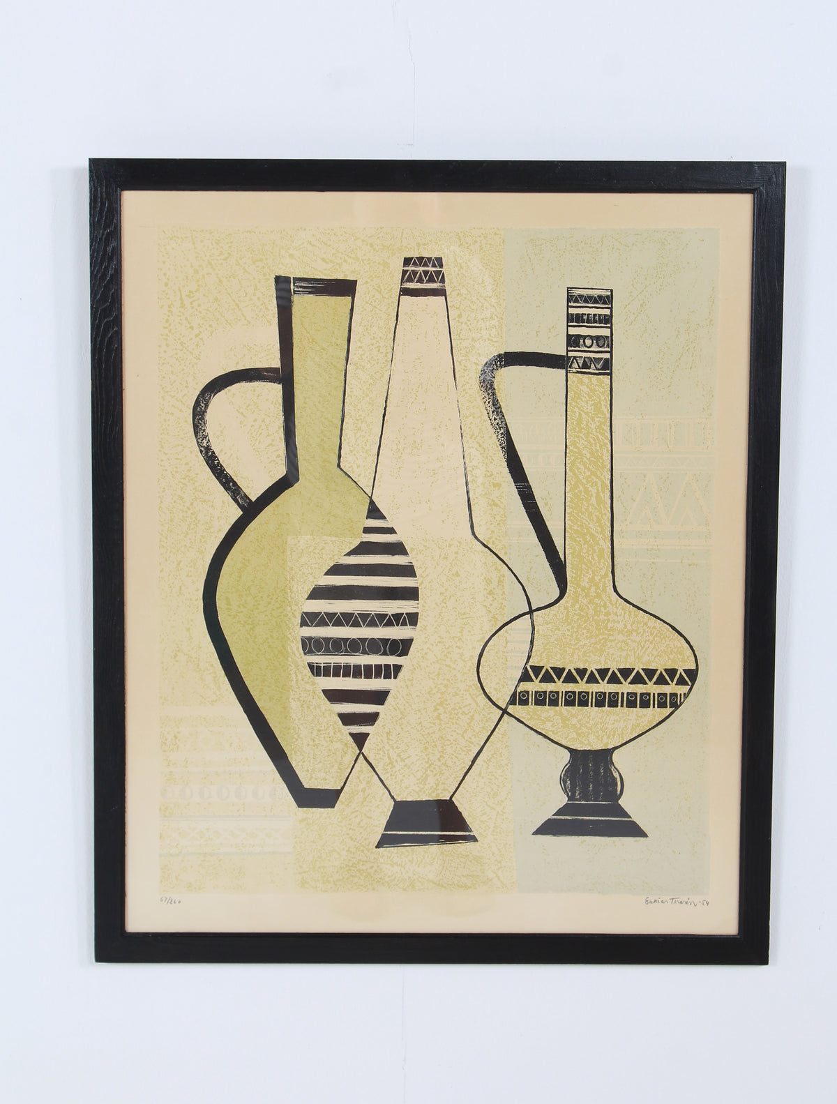 Swedish Artist Theodor Esaias Thorén Framed Composition Print with Vases