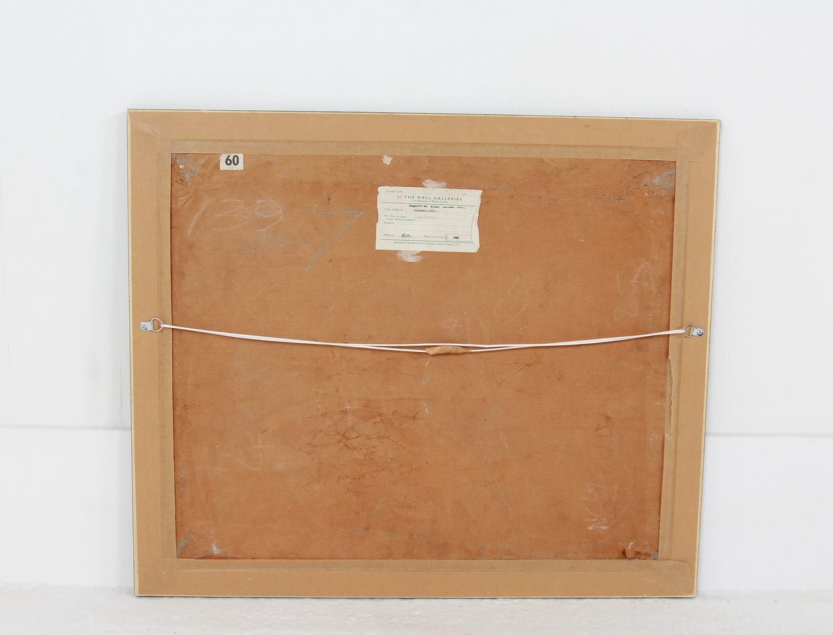 Mid Century Framed Oil on Board of Architects Study of Pedestrian Walk in London