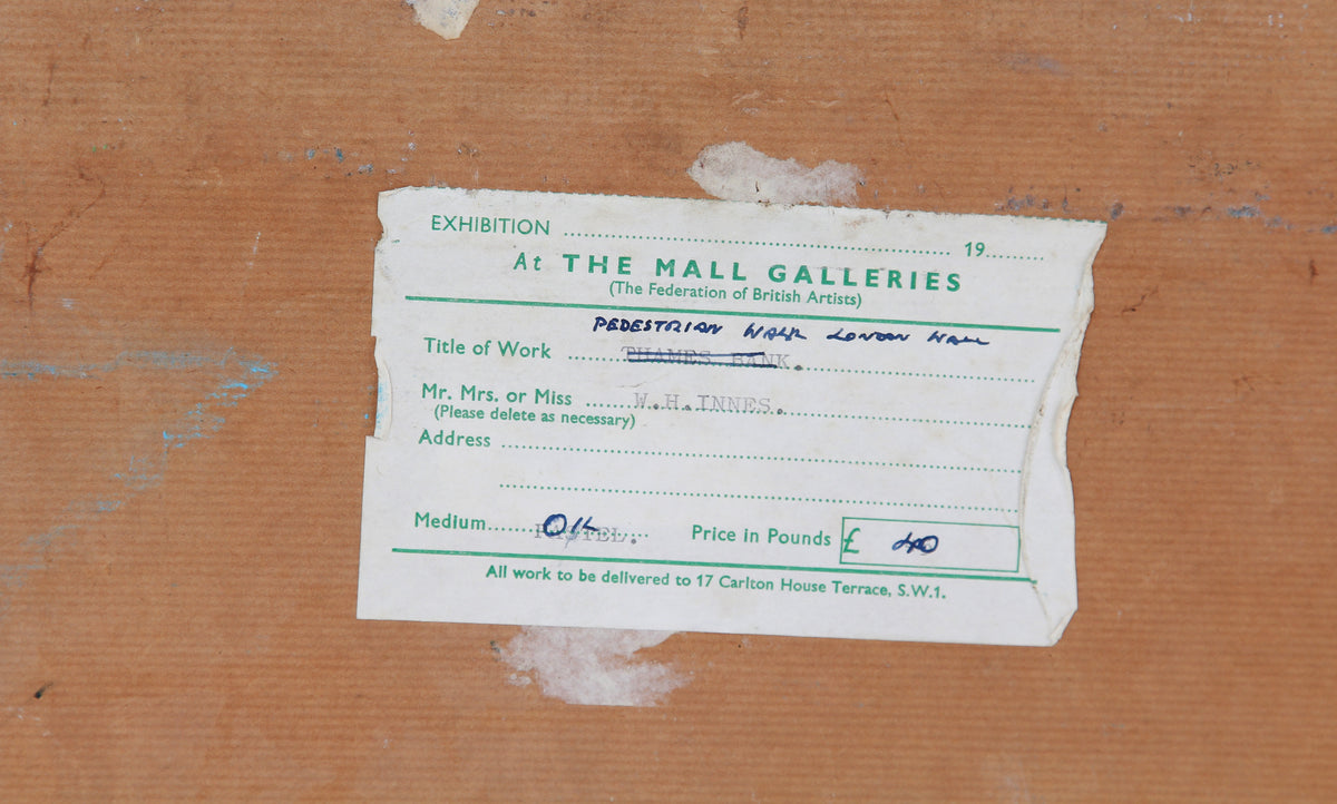 Mid Century Framed Oil on Board of Architects Study of Pedestrian Walk in London