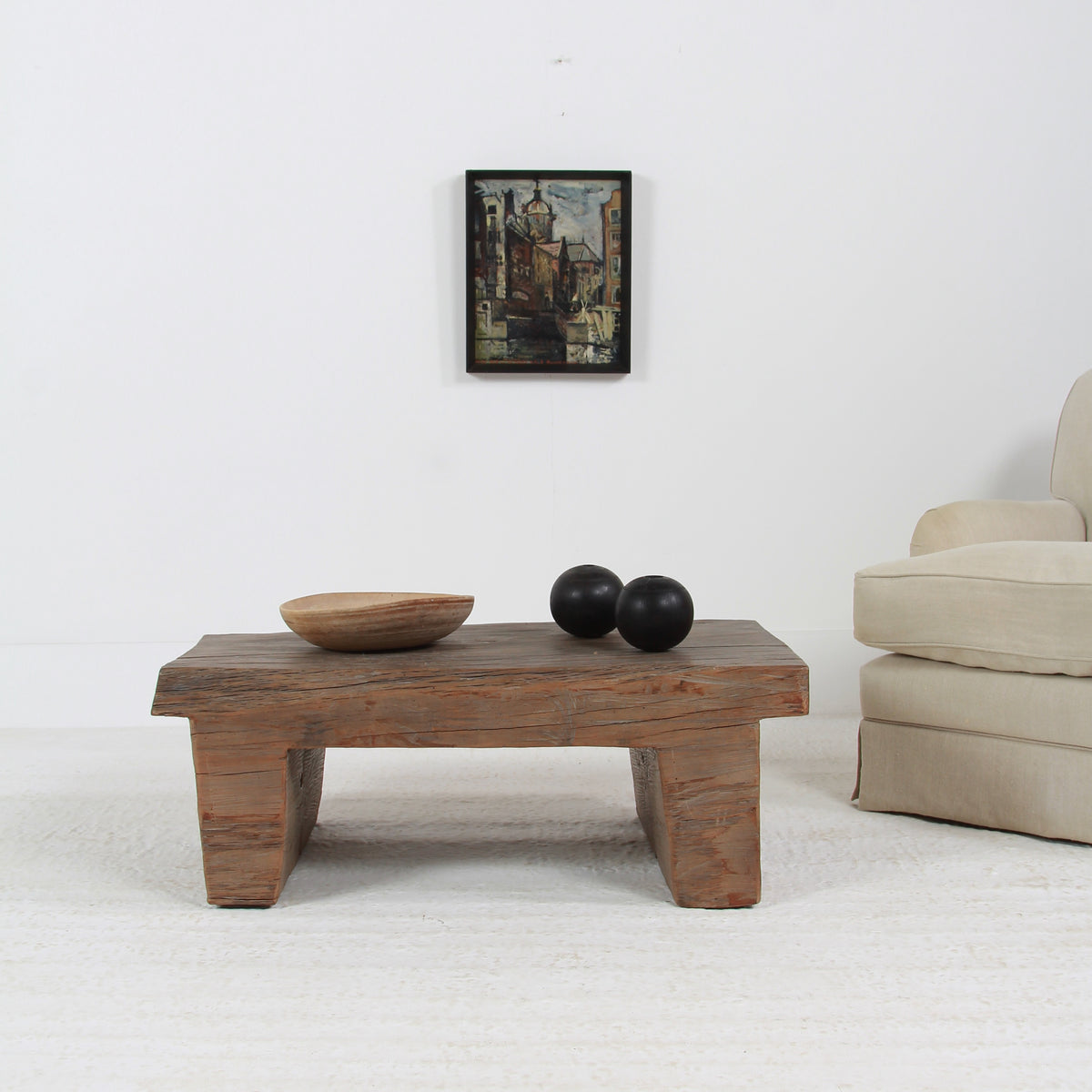 UNIQUE BRUTALIST WABI SABI ELM SLAB COFFEE TABLE