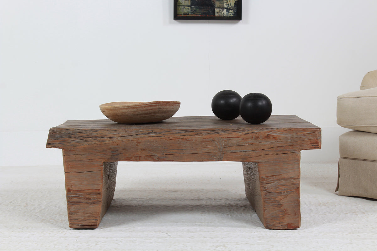 UNIQUE BRUTALIST WABI SABI ELM SLAB COFFEE TABLE