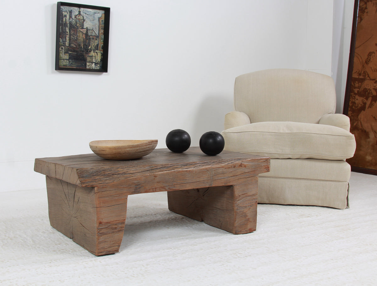 UNIQUE BRUTALIST WABI SABI ELM SLAB COFFEE TABLE