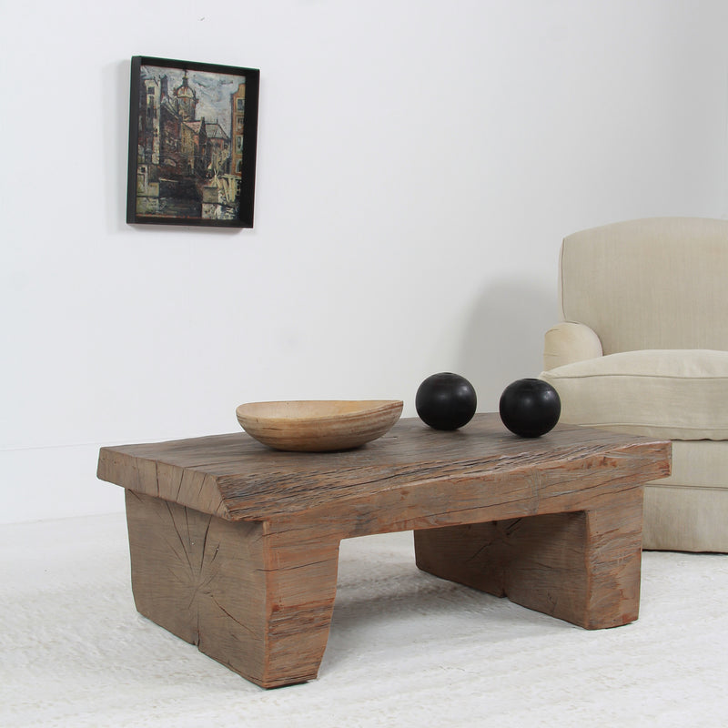 UNIQUE BRUTALIST WABI SABI ELM SLAB COFFEE TABLE