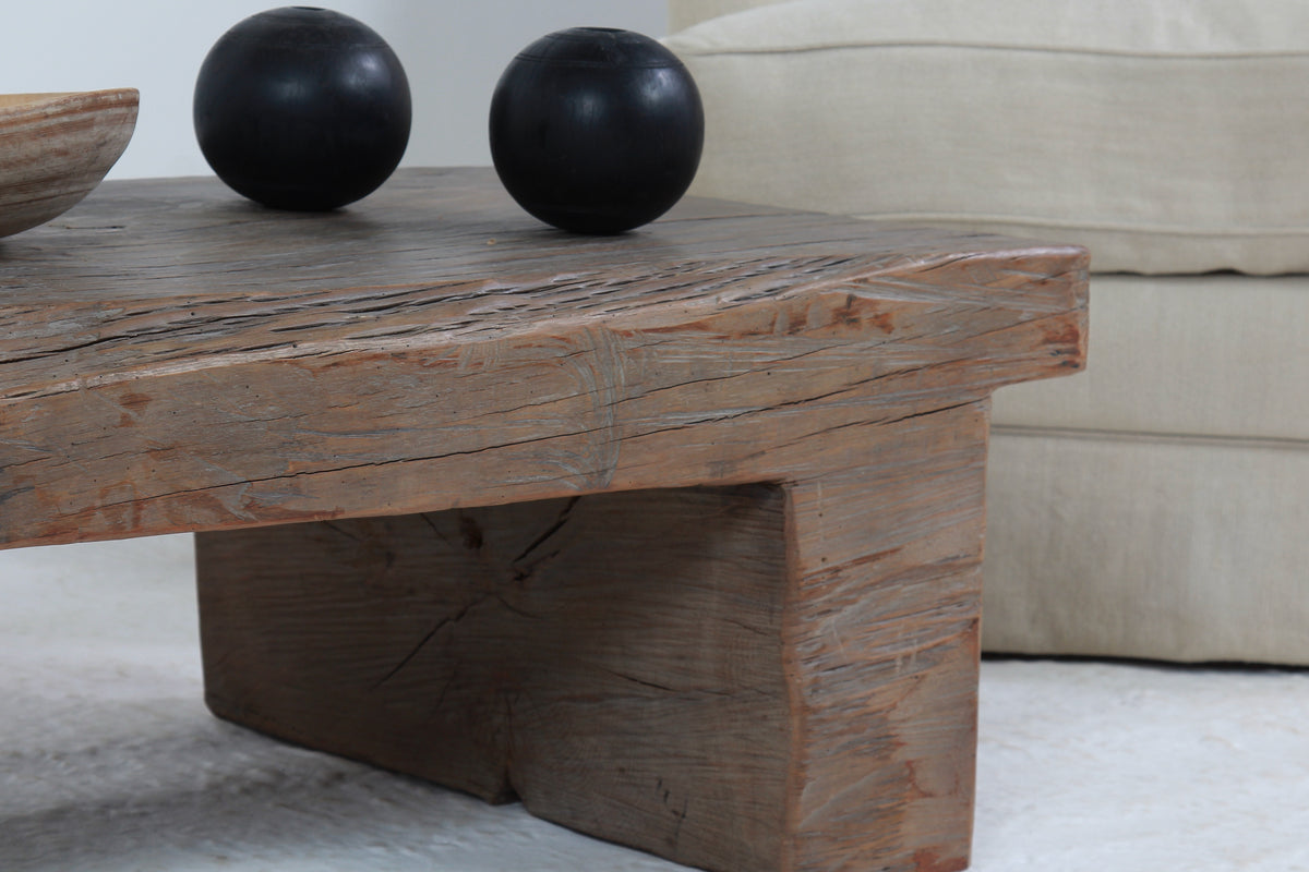 UNIQUE BRUTALIST WABI SABI ELM SLAB COFFEE TABLE