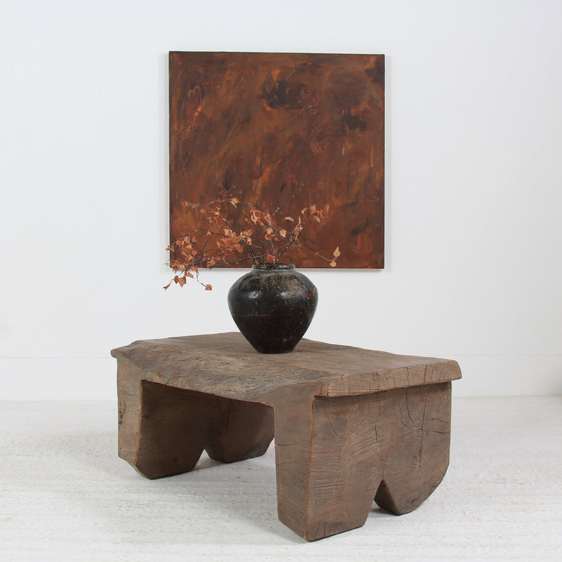 Fabulous  BRUTALIST WABI SABI ELM SLAB COFFEE TABLE