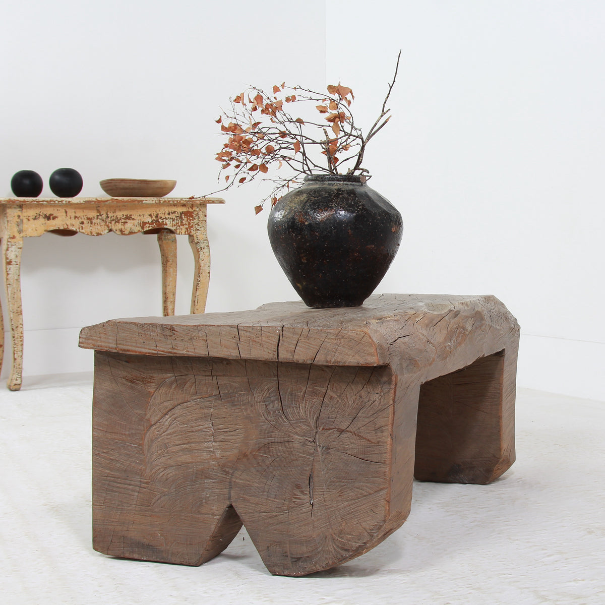 Fabulous  BRUTALIST WABI SABI ELM SLAB COFFEE TABLE