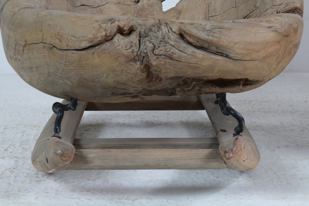 Organic Sculptural Brutalist Tree Trunk Root Rocking Chairs