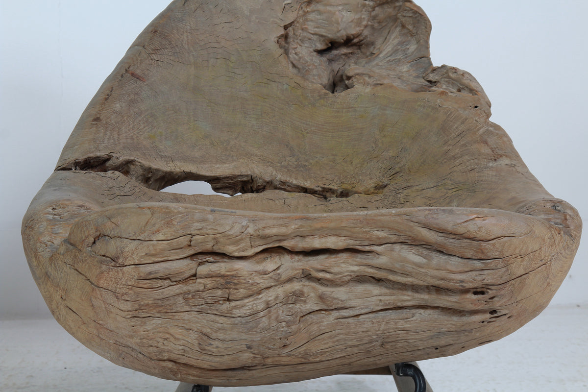 Organic Sculptural Brutalist Tree Trunk Root Rocking Chairs
