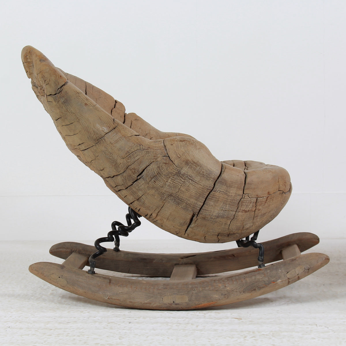 Organic Sculptural Brutalist Tree Trunk Root Rocking Chairs