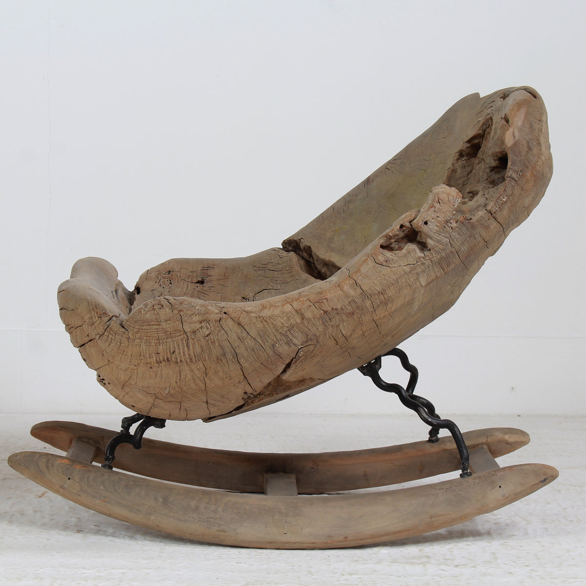 Organic Sculptural Brutalist Tree Trunk Root Rocking Chairs