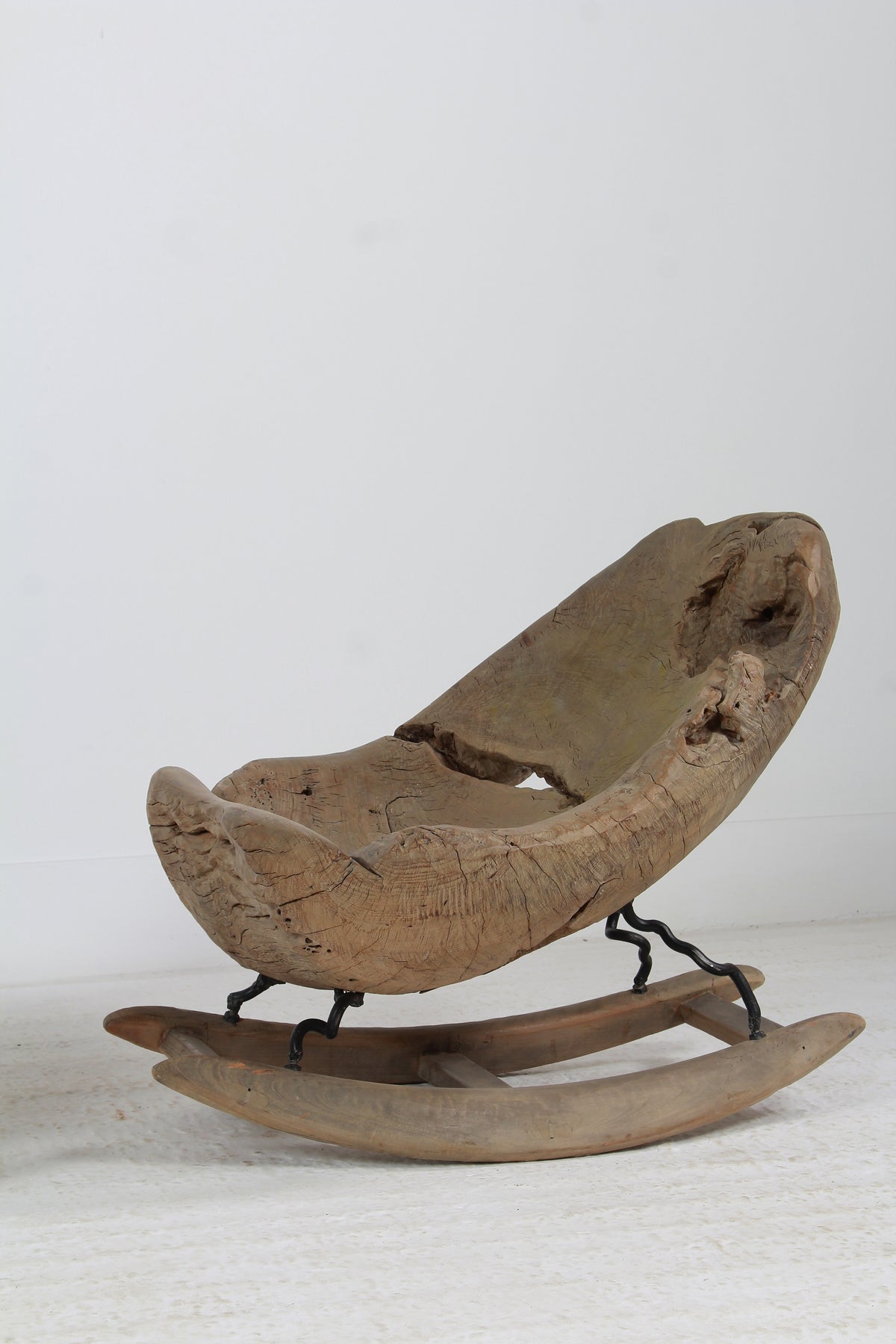 Organic Sculptural Brutalist Tree Trunk Root Rocking Chairs