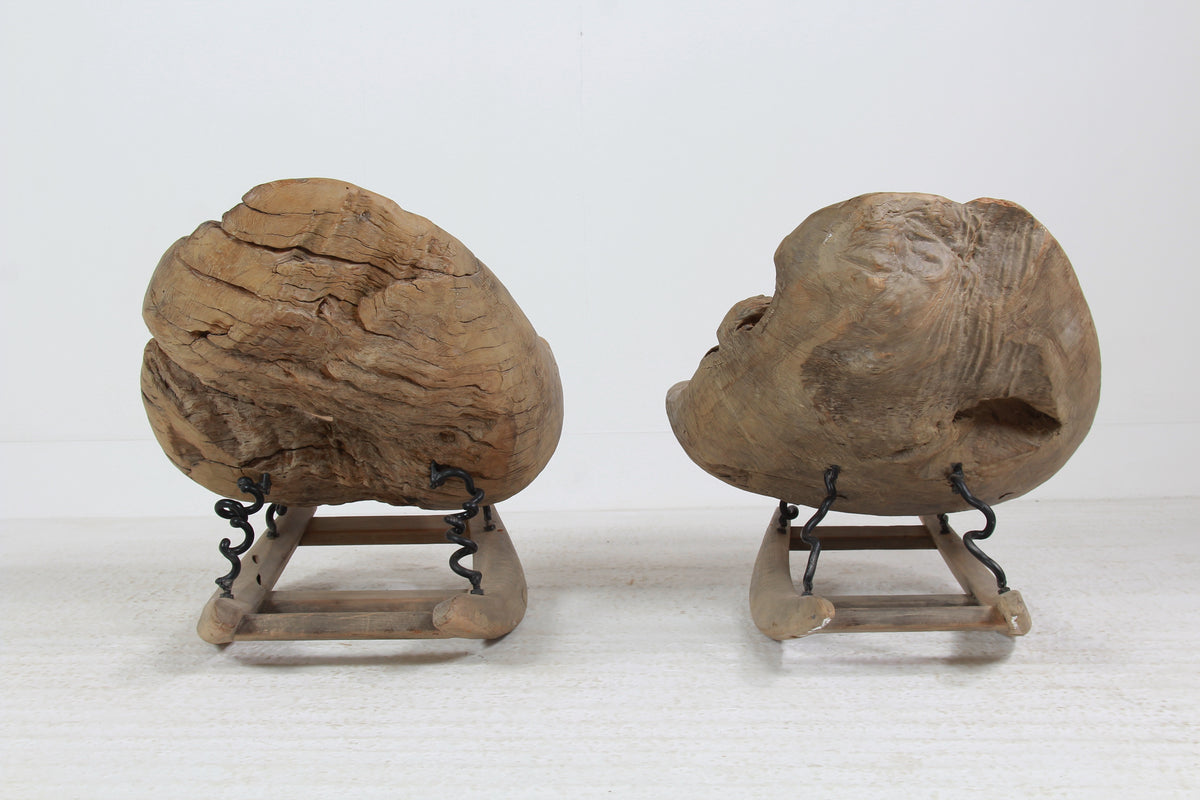 Organic Sculptural Brutalist Tree Trunk Root Rocking Chairs