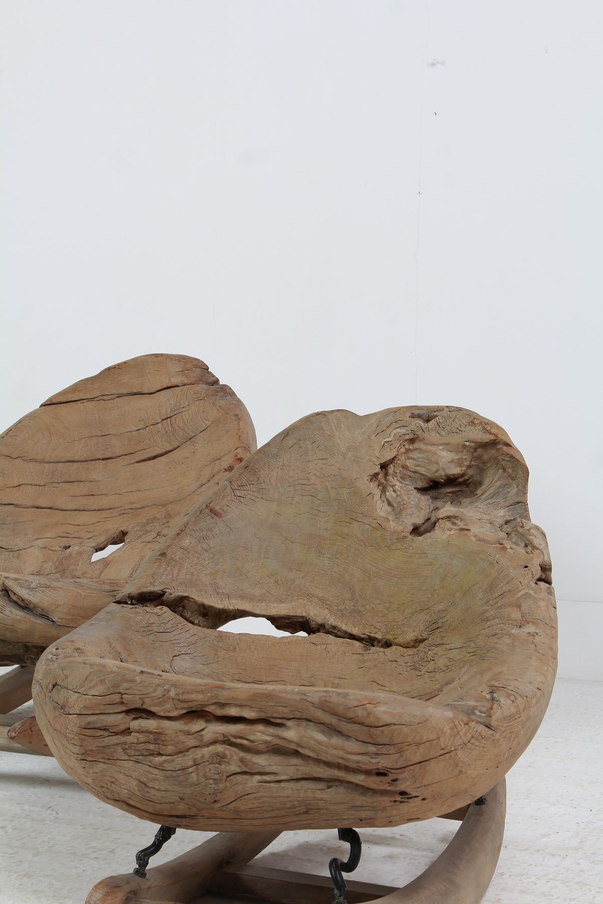 Organic Sculptural Brutalist Tree Trunk Root Rocking Chairs