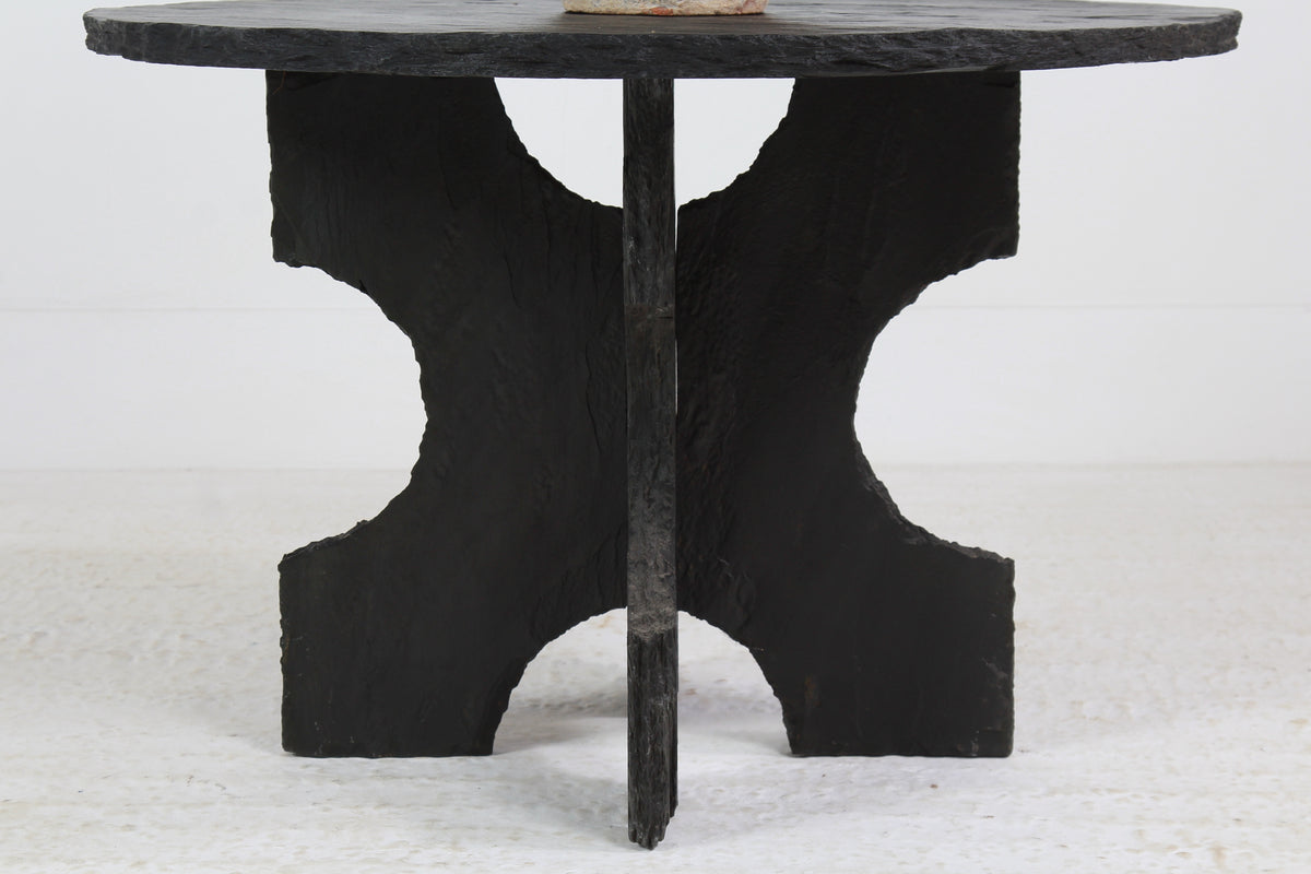 STYLISH BLACK RIVEN SLATE SCULPTURED PEDESTAL /CENTRE/LAMP /TABLE