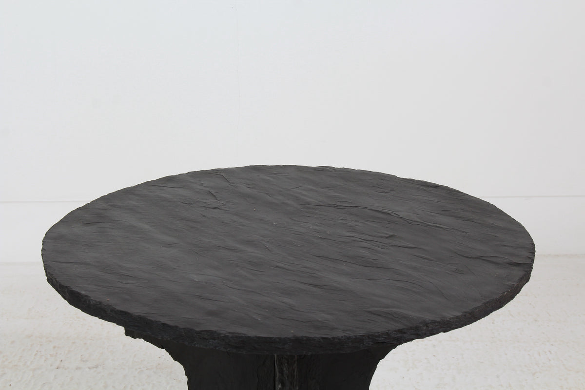 STYLISH BLACK RIVEN SLATE SCULPTURED PEDESTAL /CENTRE/LAMP /TABLE