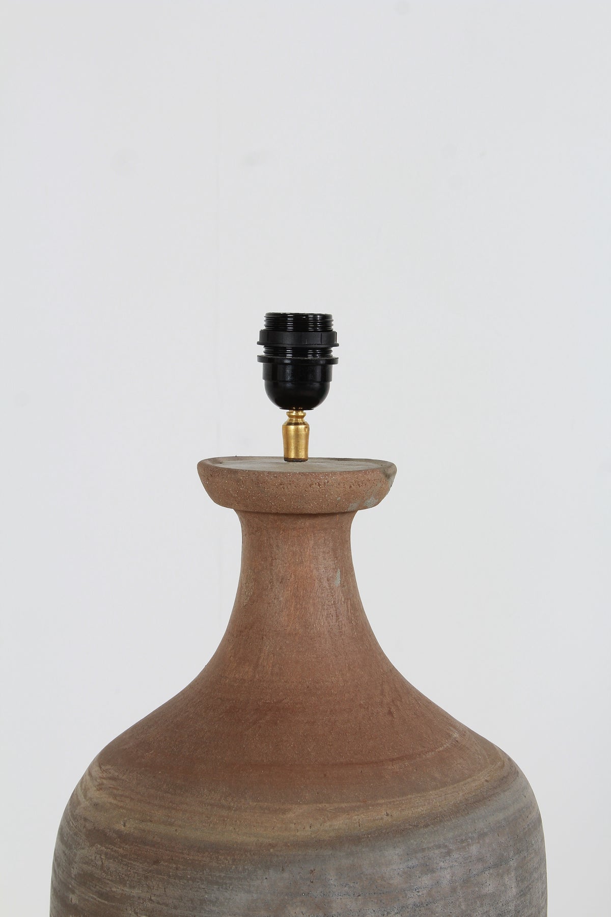 Beautiful TERRACOTTA UNGLAZED VASE TABLE   LAMP WITH EMPIRE NATURAL LINEN SHADE