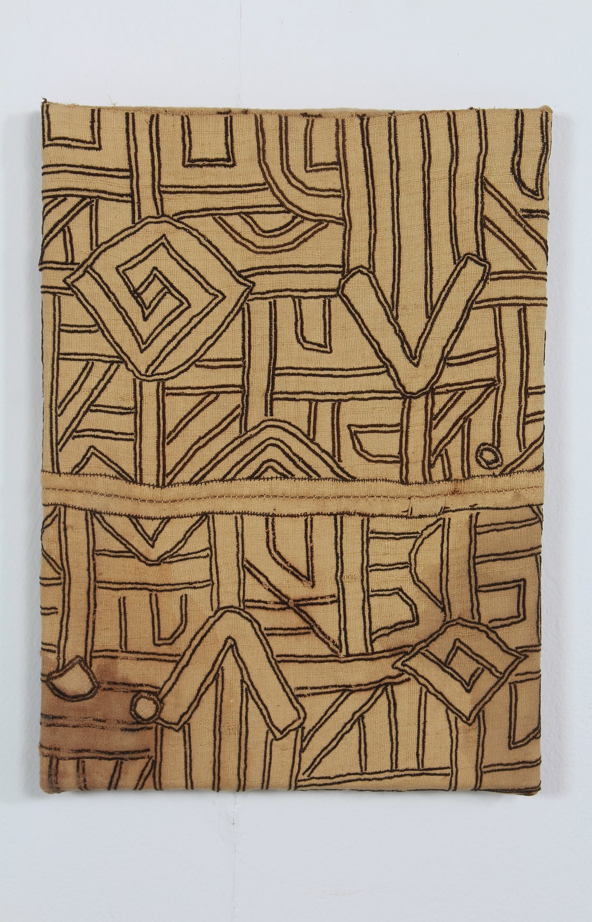 ABSTRACT HAND APPLIQUÉD MOUNTED RAFFIA SKIRT, KUBA TRIBE