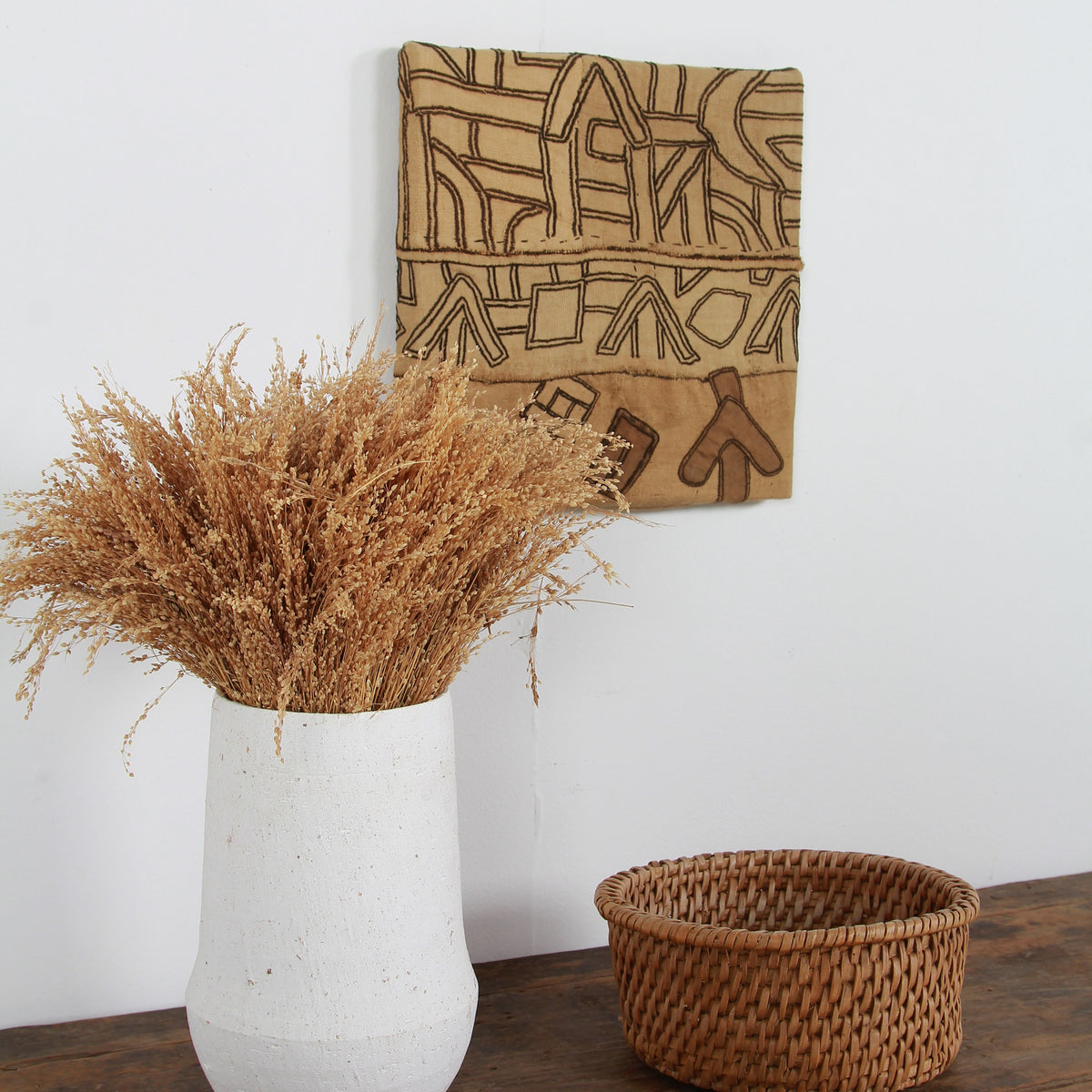 ABSTRACT HAND APPLIQUÉD MOUNTED RAFFIA SKIRT, KUBA TRIBE