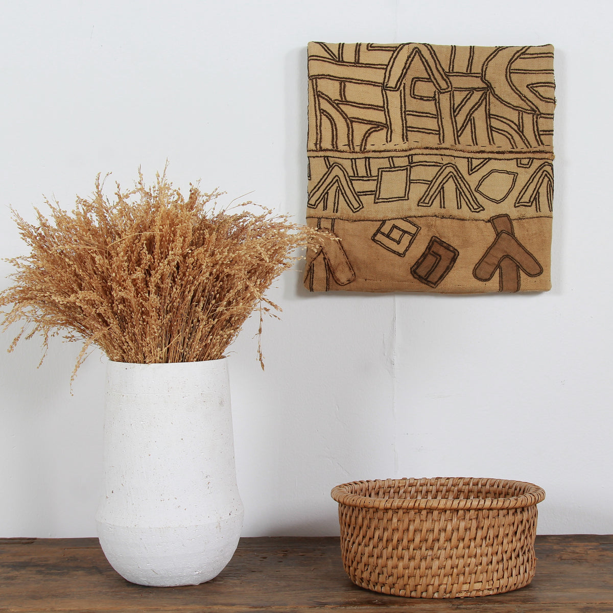 ABSTRACT HAND APPLIQUÉD MOUNTED RAFFIA SKIRT, KUBA TRIBE