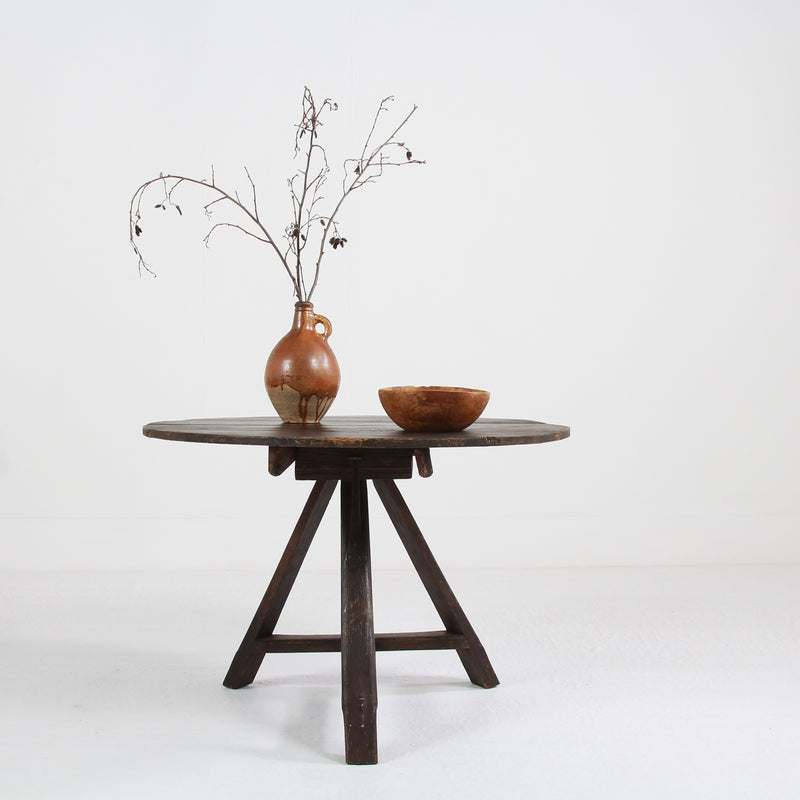 Primitive 19thC Dutch Tilt Top Kitchen Table