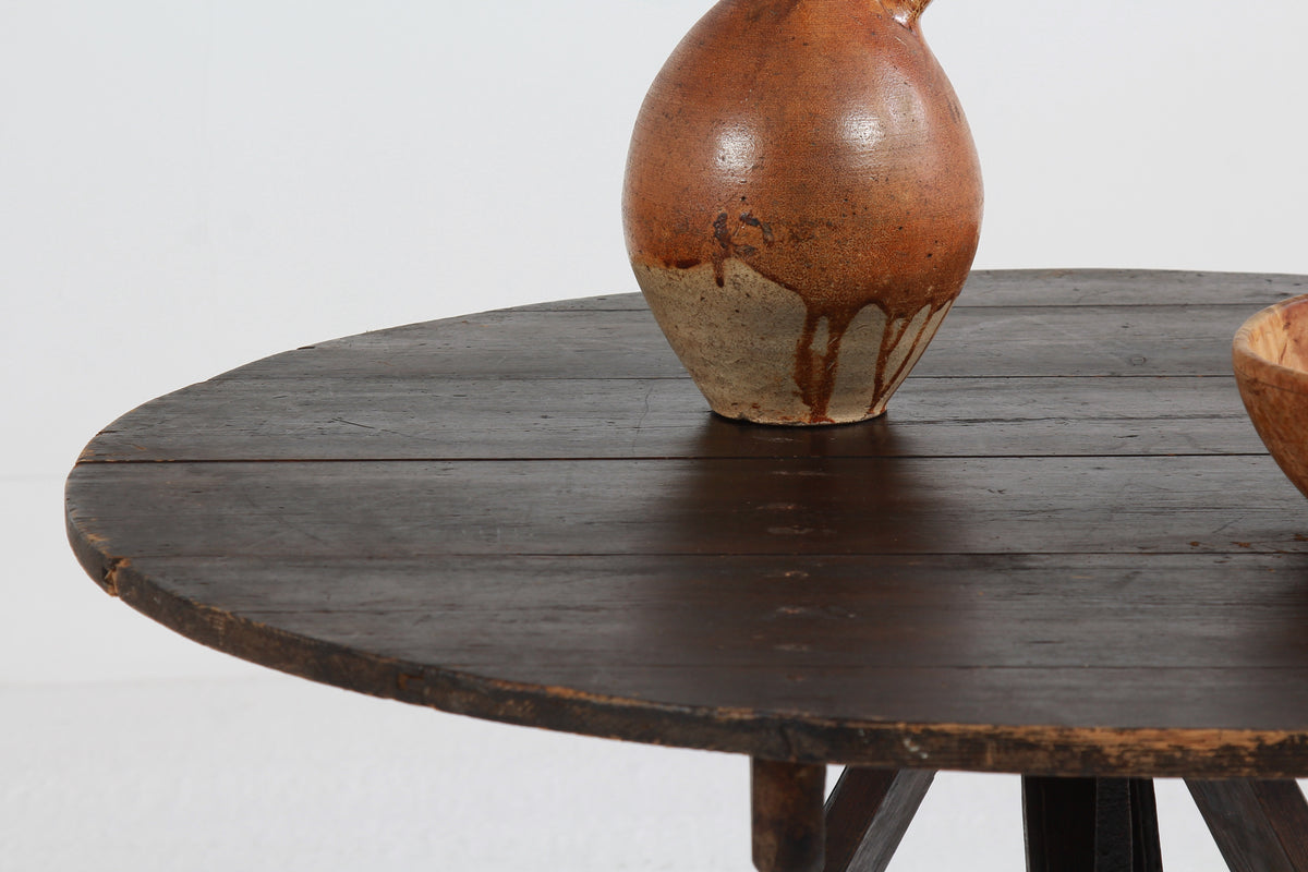 Primitive 19thC Dutch Tilt Top Kitchen Table