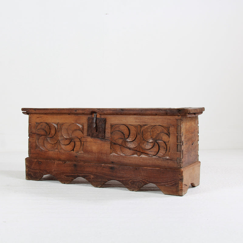 Ancient Spanish 18th Century Primitive Coffer - Trunk