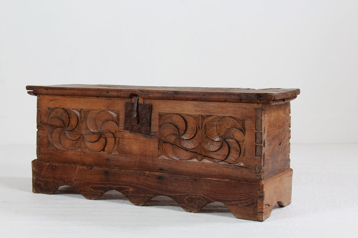 Ancient Spanish 18th Century Primitive Coffer - Trunk